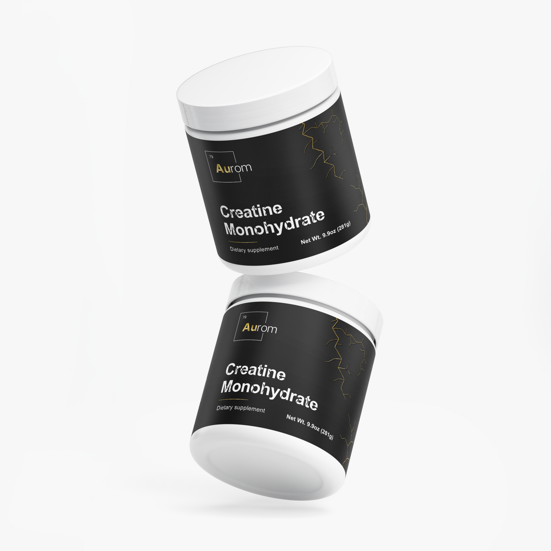 Two AUROM creatine monohydrate tubs